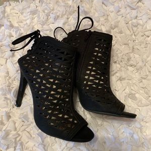 Lauren Conrad Black Open Toed Booties